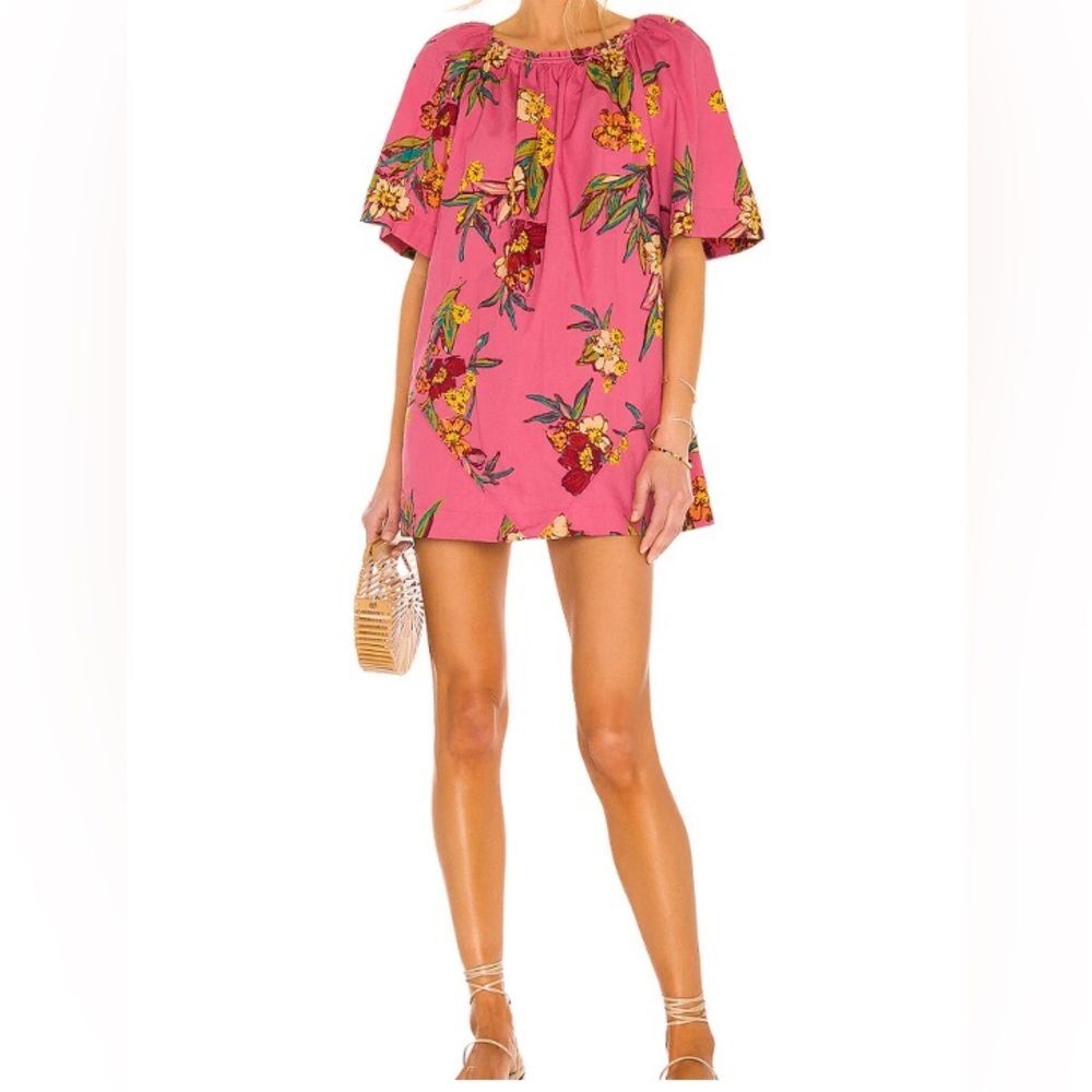 Free People Josie Pink Floral-Print Tunic Dress Size Medium